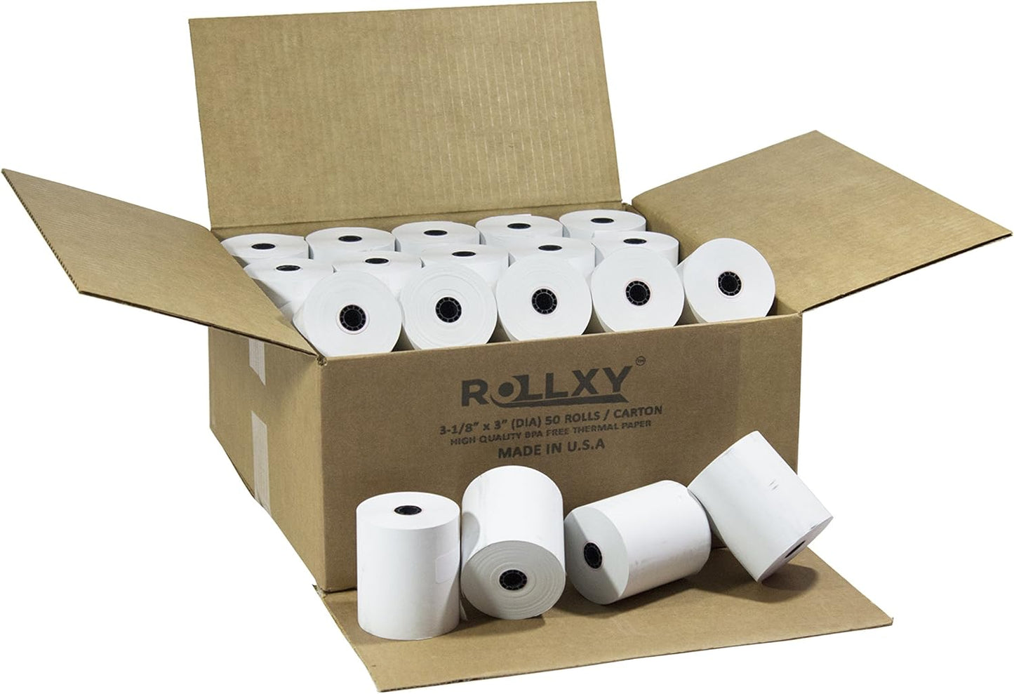 Thermal Paper Rolls Pack of 50 Made In USA (3 1/8'' x 230' 45gm)