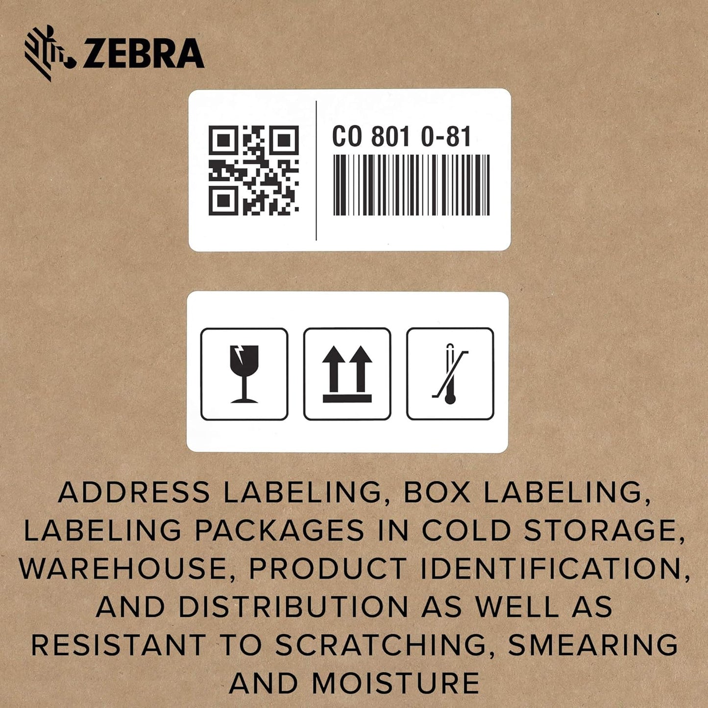 Zebra 4 x 2 in Thermal Transfer Polypropylene Labels PolyPro 3000T Permanent Adhesive Shipping Labels 1 in Core 4 rolls 10031649SP