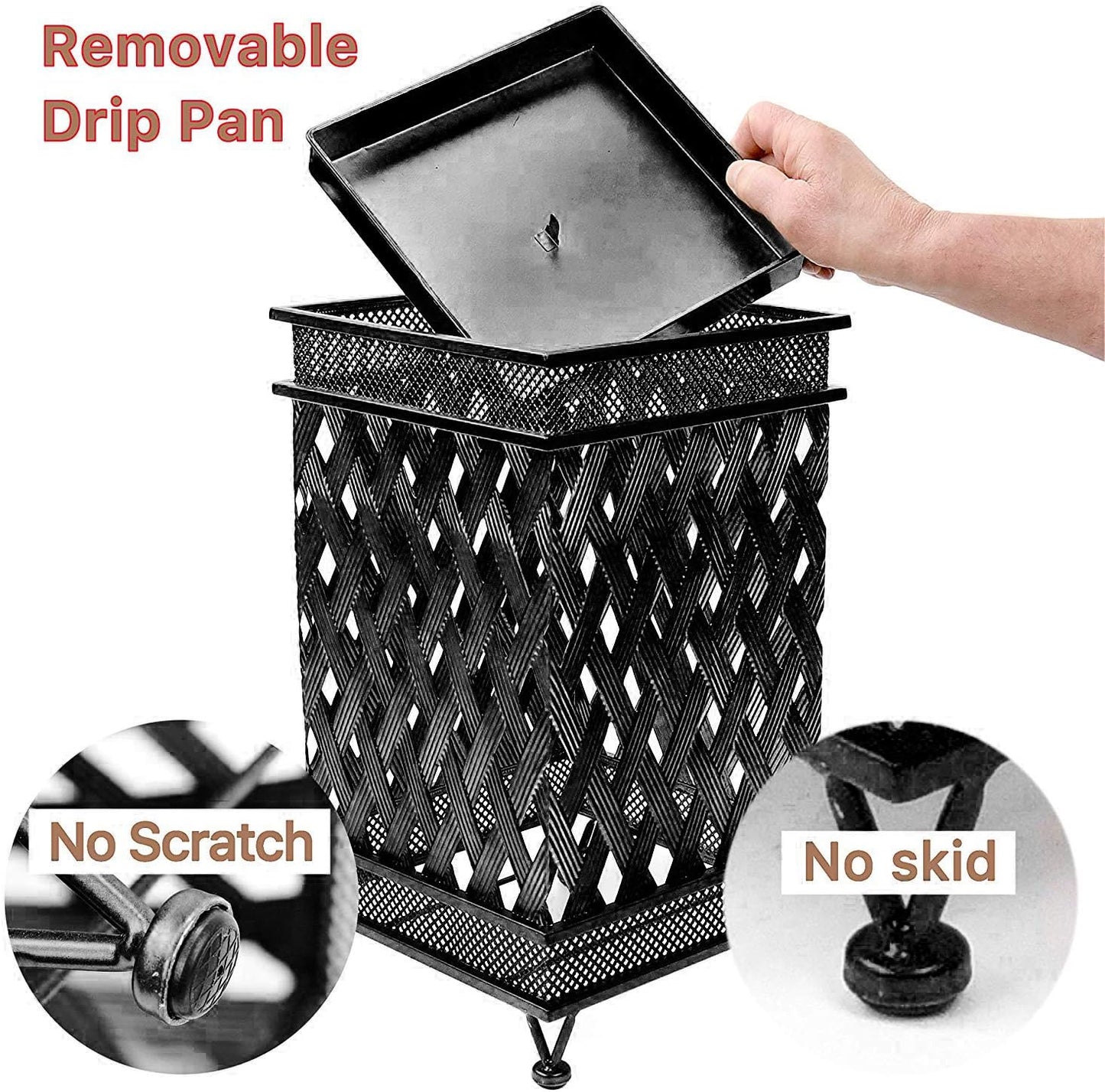 Dualplex Umbrella Stand for Entryway, Umbrella Holder Metal Antique Look, Square Style w/Removable Drip Tray, Entry Hallway Décor, Home Office Decoration Rack Holds Umbrellas Canes Walking Sticks