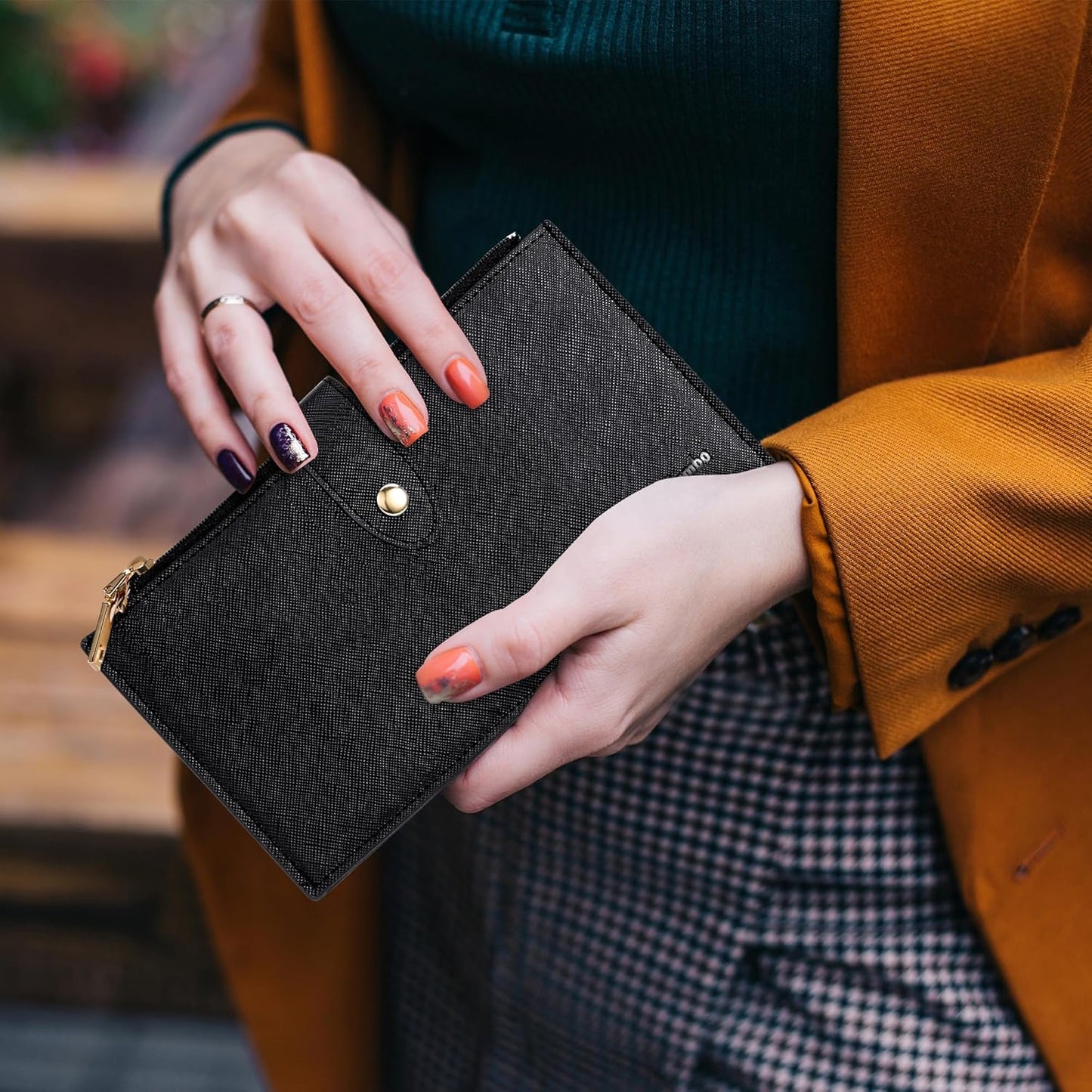 Travelambo RFID Wallet Women Large Size Bifold Multi Card Wallet Case with Zipper Pocke Credit Card Holder for Women