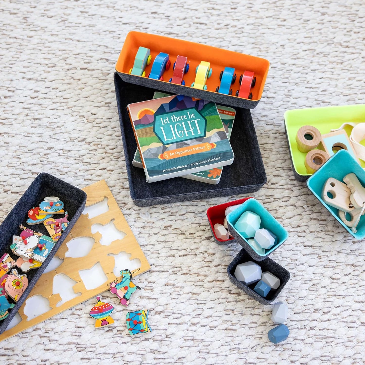 Three by Three Seattle Felt·Like·It! Felt Bins for Office, Crafts, Classroom, Living Room, Bedroom: Multicolor, Set of 8