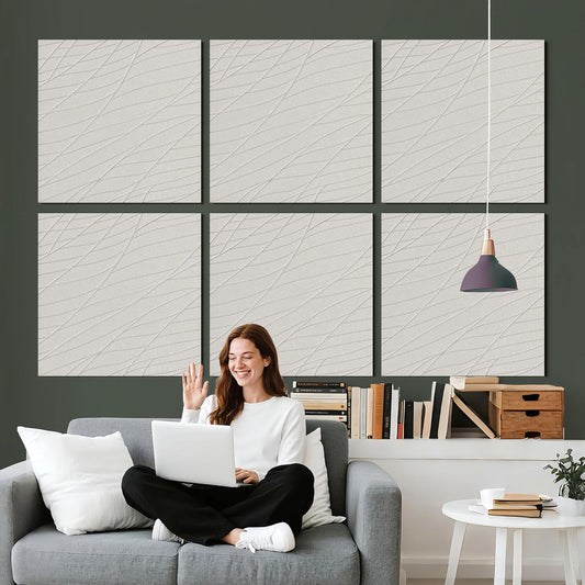 6 PCS Acoustic Panels, 23.6x23.6 Inch Sound Absorbing Panels, Decorative Acoustic Wall Panels for Recording and Home Studio, Office with Double-Sided Adhesive Tape