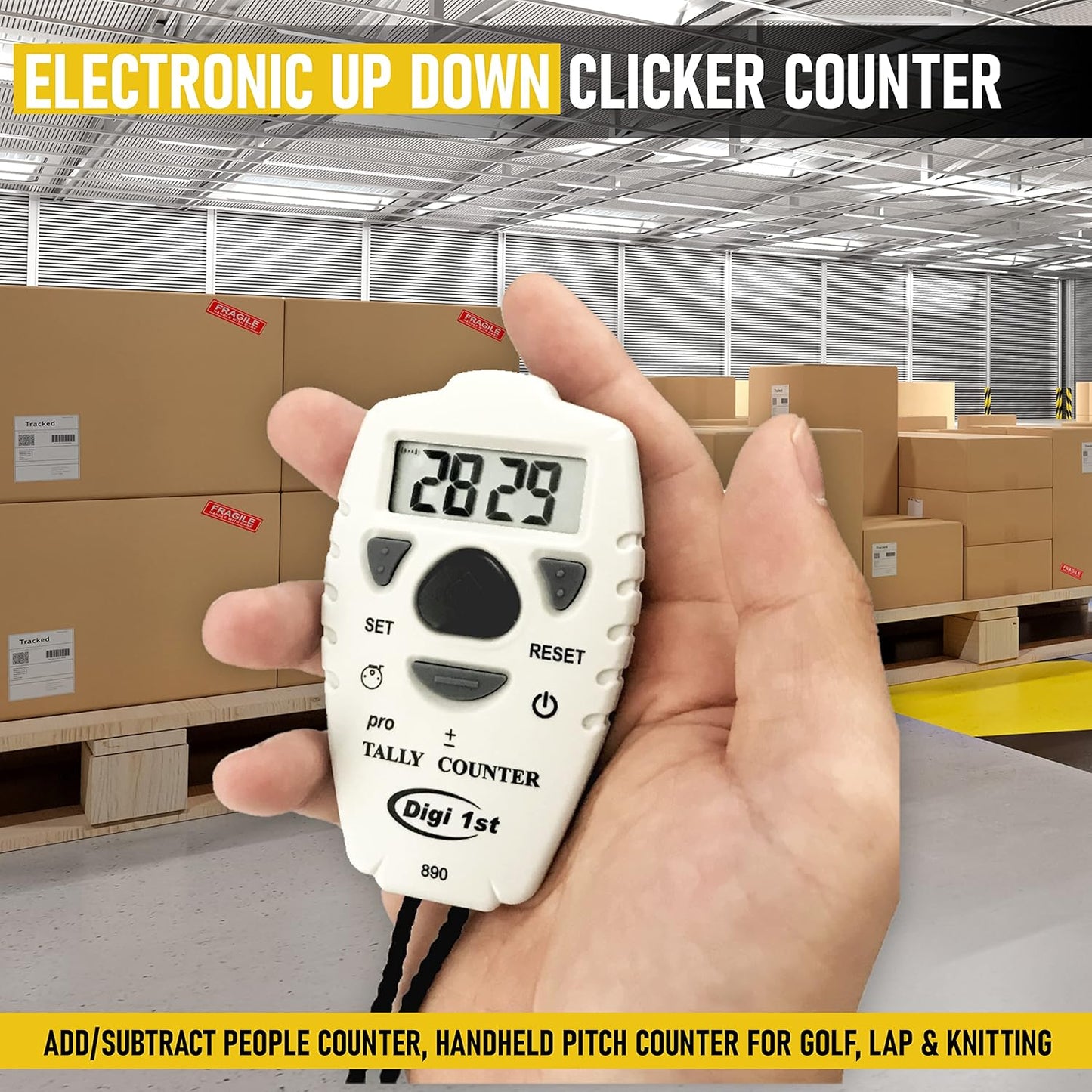 TC-890 Digital Tally Counter, Electronic Up Down Clicker Counter, Add/Subtract People Counter, Handheld Pitch Counter for Golf, Lap & Knitting (1-Pack)
