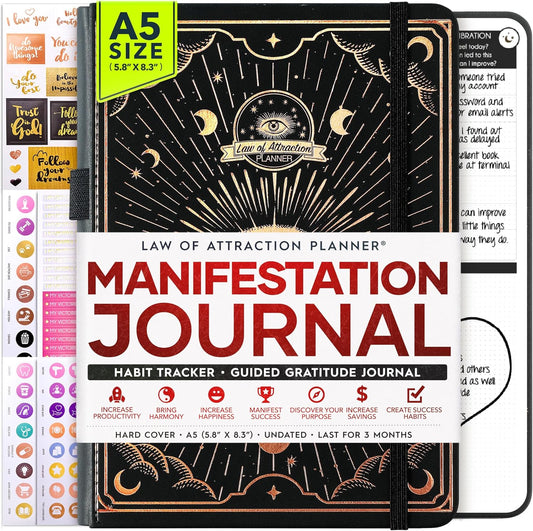 Law of Attraction Life & Goal Planner - A 90 Day Journey Creating Your Dream Life - Personal Gratitude Journal, Week Success Planner, Vision Board & Organizer + Planner Stickers, Undated