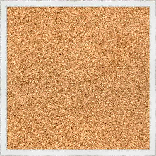 Amanti Art Natural Cork Board for Wall, 19x19 Vision Board with White Frame, Small Corkboard Office Decor for Home Organization, Country Rustic Corkboard Pinboard to Display Items for Home