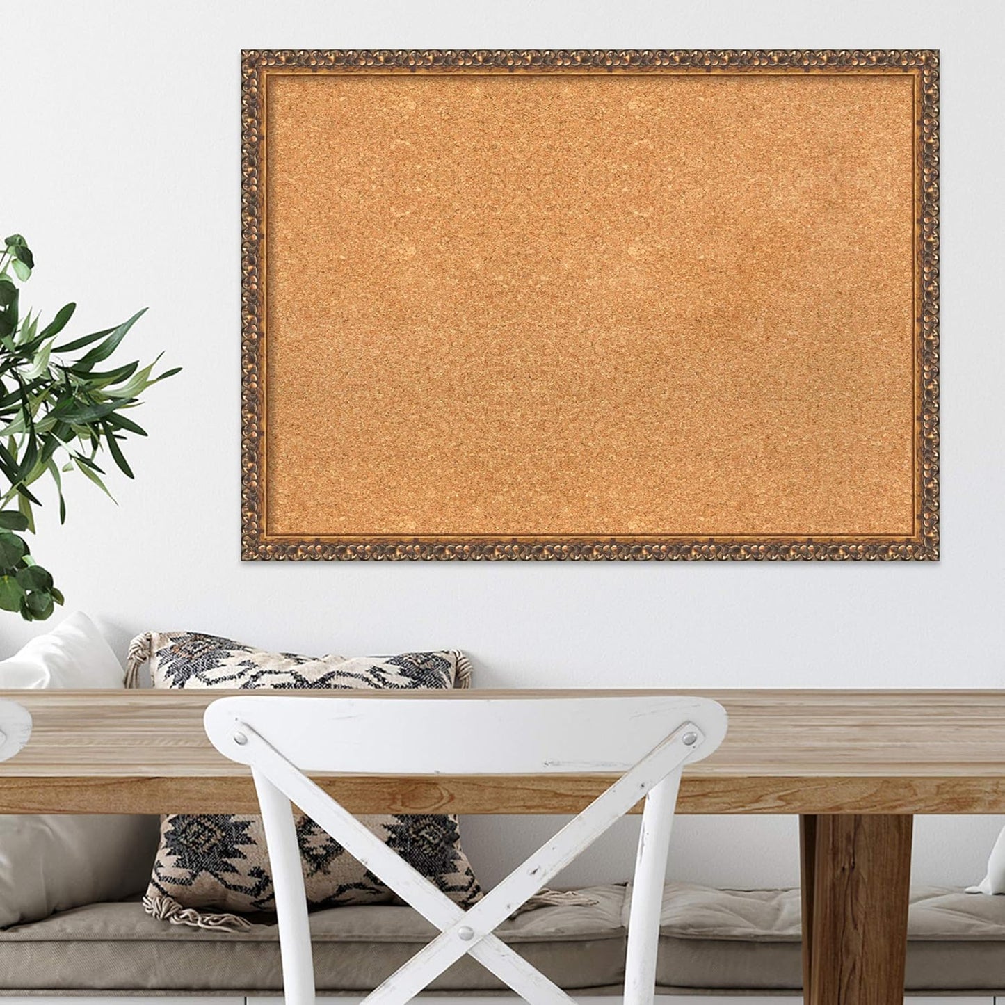 Amanti Art Natural Cork Board for Wall, 22x30 Vision Board with Bronze Frame, Medium Corkboard Office Decor for Home Organization, Traditional Corkboard Pinboard to Display Items for Home