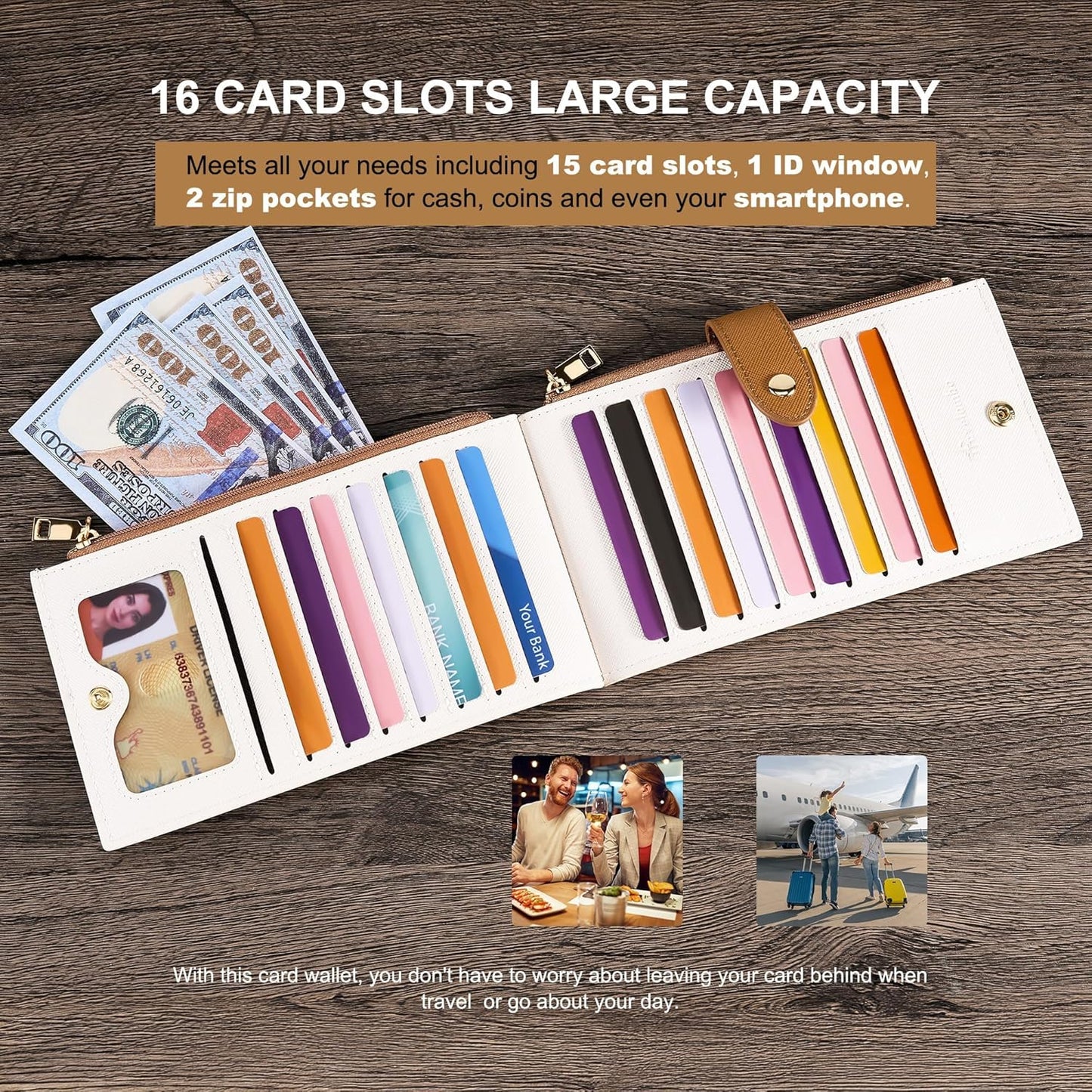 Travelambo RFID Wallet Women Bifold Multi Card Wallet Case with Zipper Pocke Credit Card Holder for Women