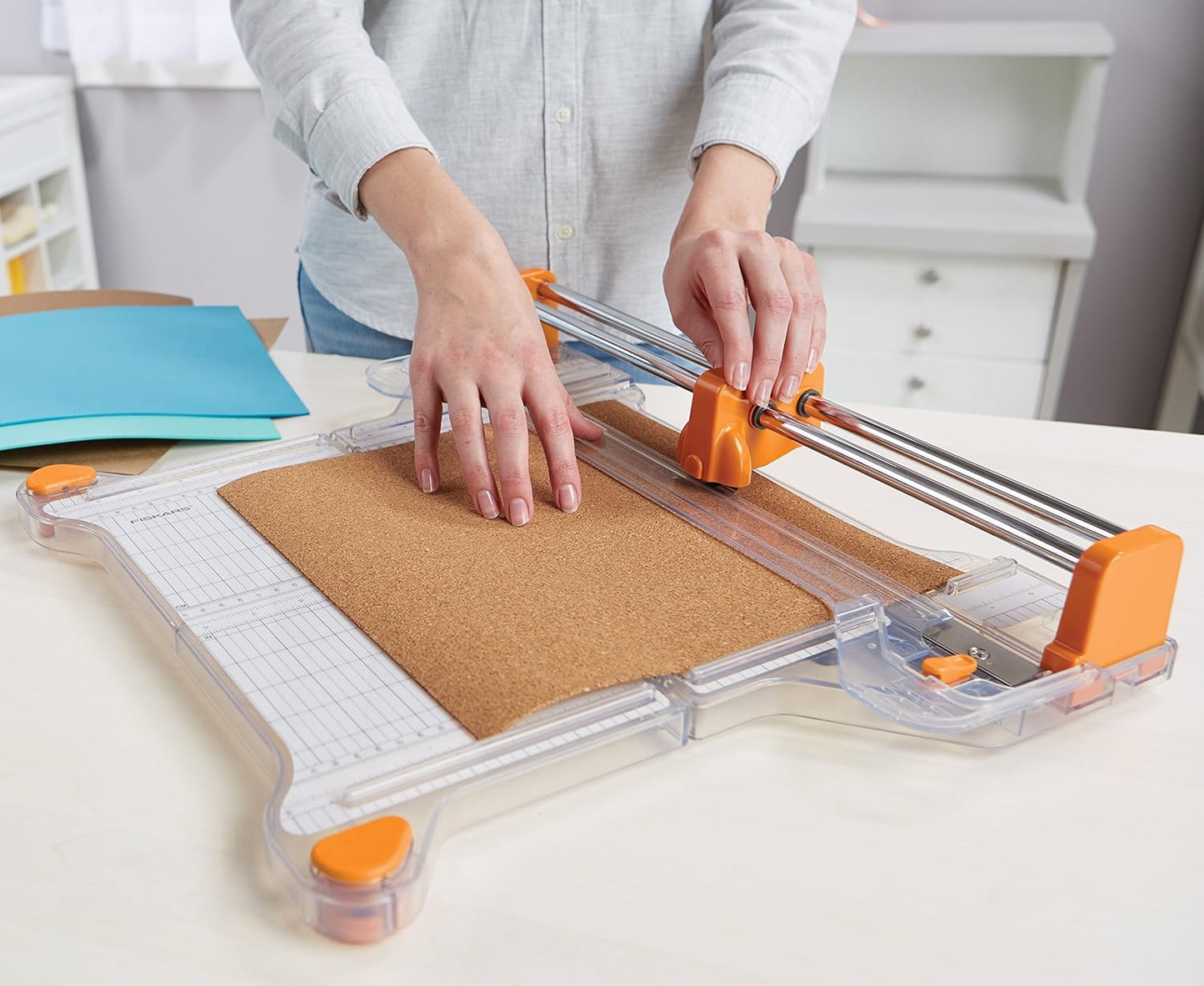 Fiskars ProCision Rotary Bypass Paper Trimmer - 12" Cut Length - Craft Paper and Mixed Media Cutter with Grid Lines - Orange