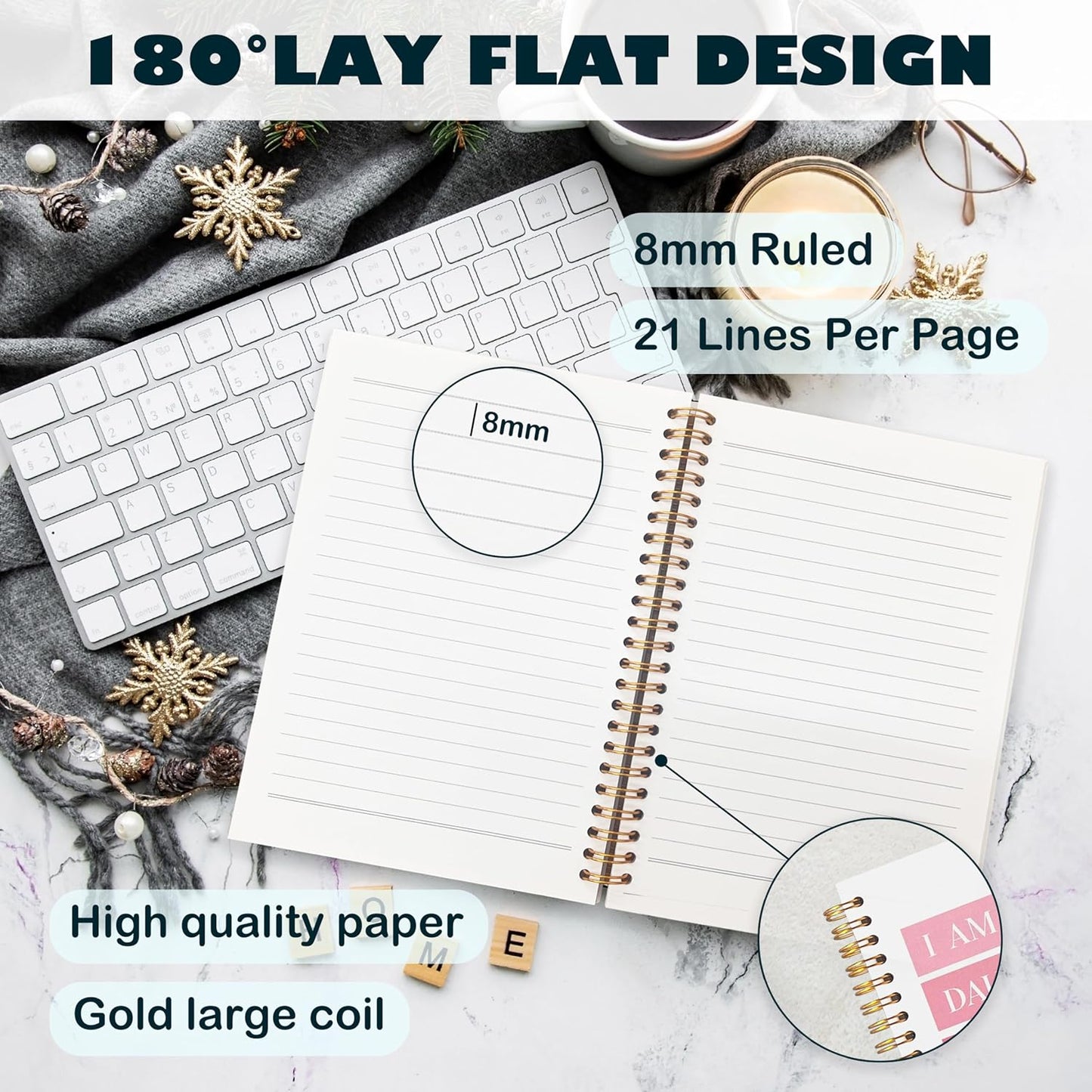 BearCake Pink I am Daughter of the Most High King Christian Notebook Journal, Christian Gifts for Women, Bible Notebooks for Note Taking, Bible Journaling Notebook, Hardcover Spiral Notebook 5.5x8.3