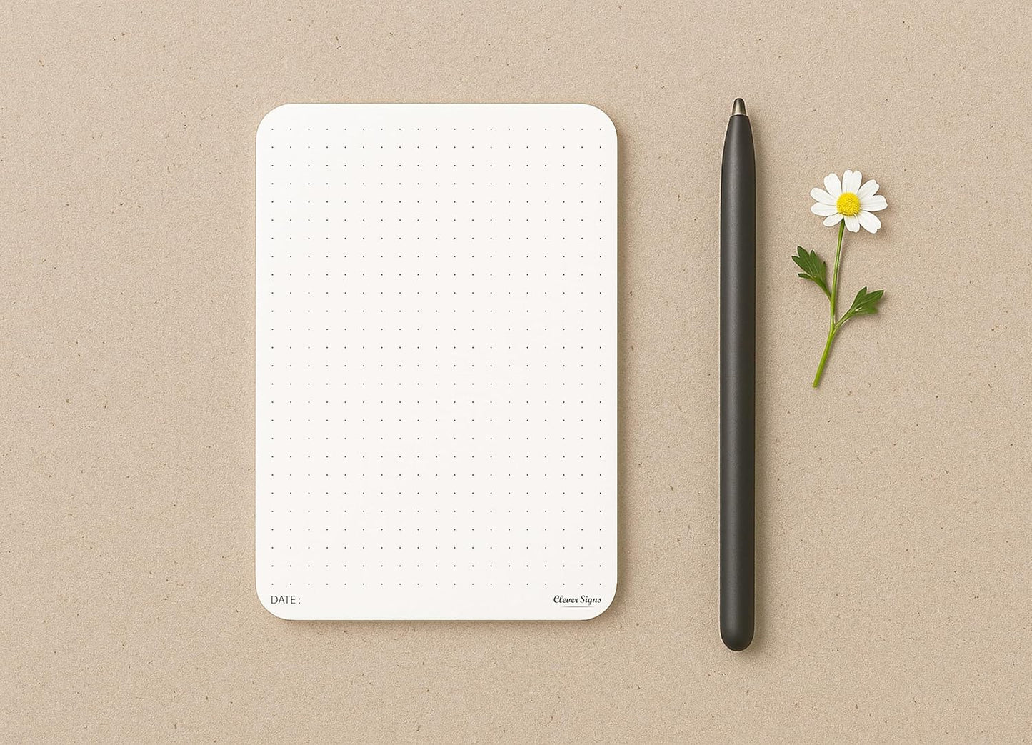 CLEVER SIGNS A6 Dot Grid Notepad - 4 Pack (4,1" x 5,8") Small Dotted Memo Desk Pads-Premium Paper with Cardboard Back Support - Ideal for Note-taking, Planning, Sketching, and Journaling