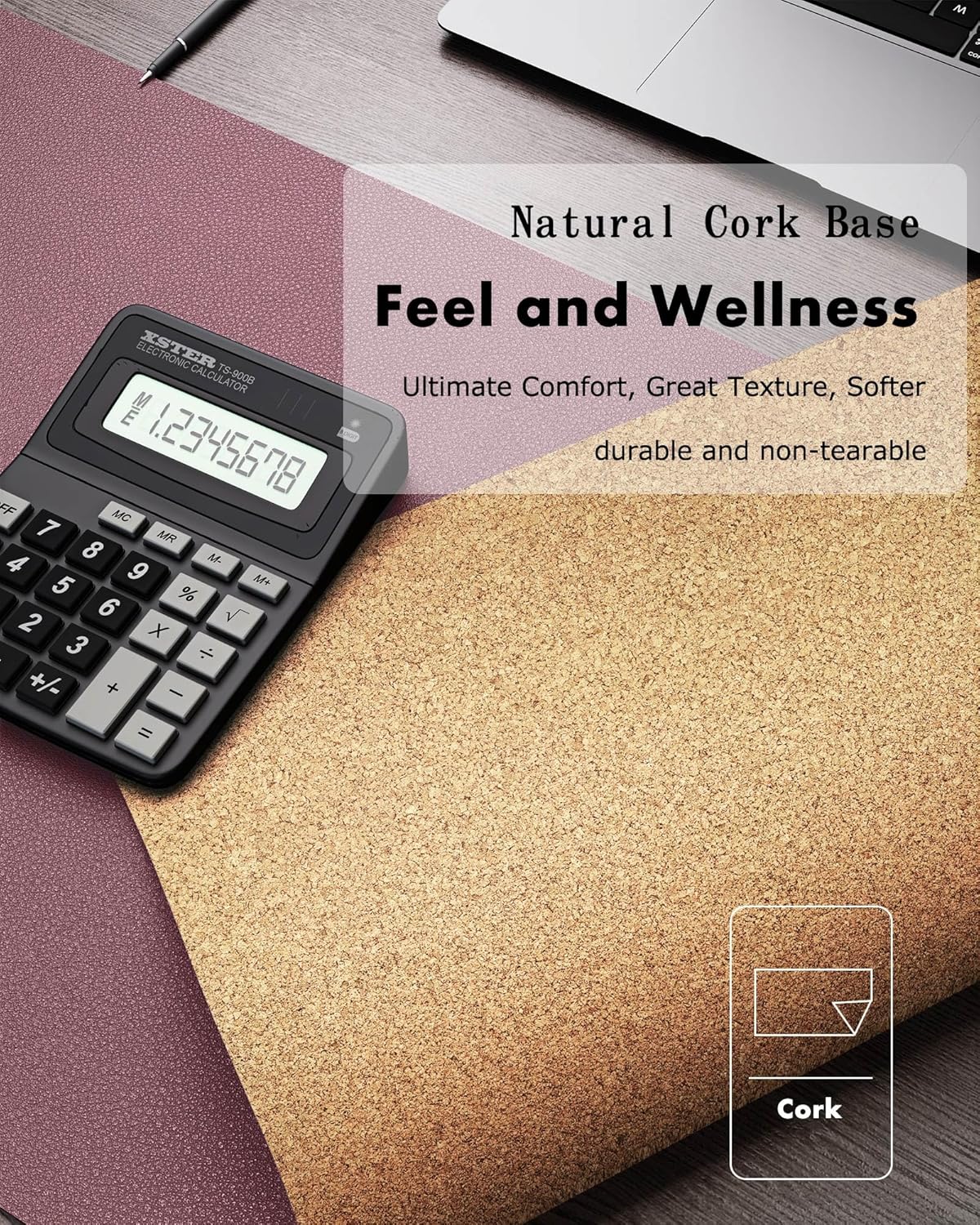 YSAGi Double-Sided Desk Pad, Leather Desk Mat, Eco Cork Desk Pad Protector, Large Mouse Pad for Desk, Waterproof Desk Blotter Pad, Desk Writing Pad for Office Work/Home(Cork+Dark Pink, 47.2" x 23.6")