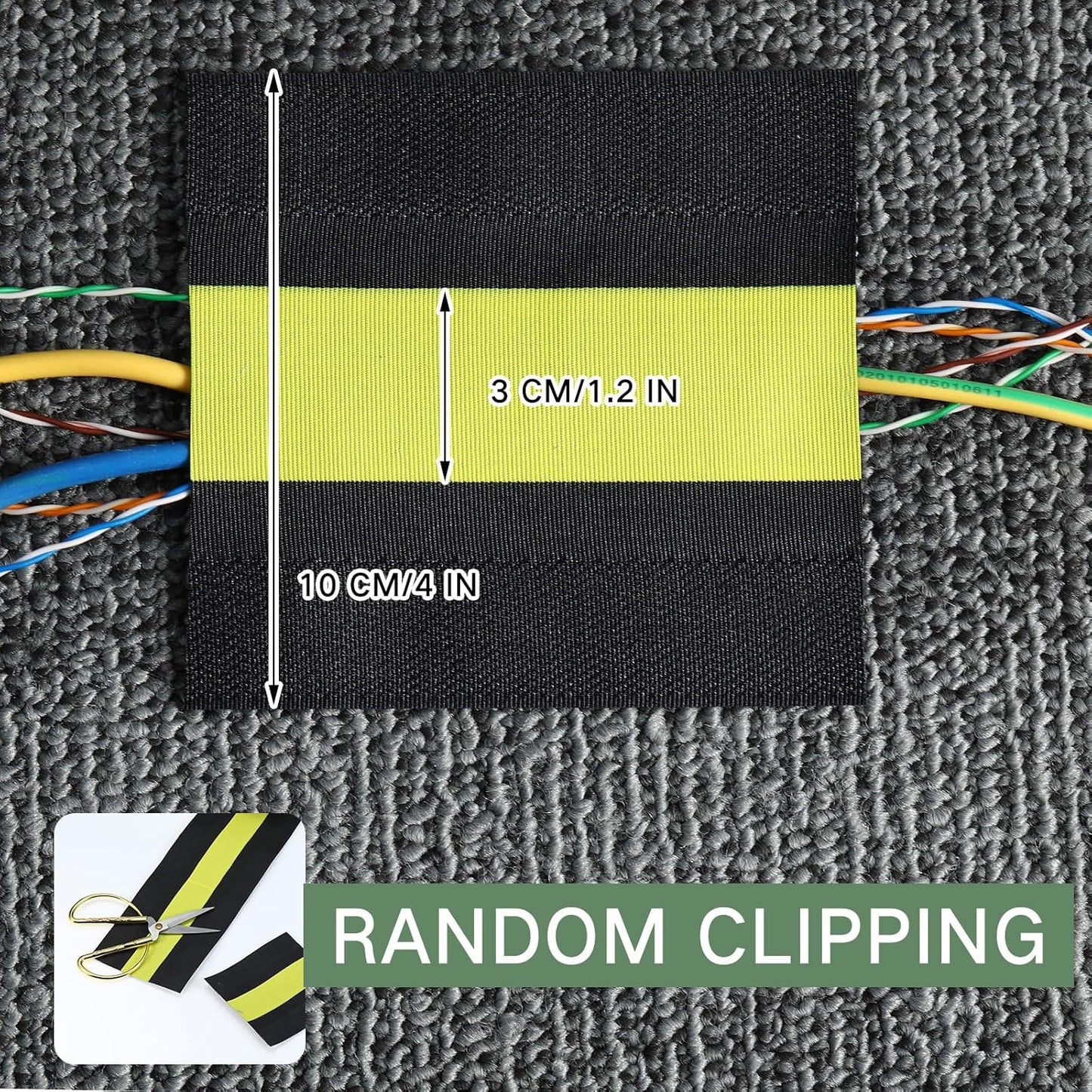 WILLBOND Grip Floor Cable Cover Cords Protector Management Only for Commercial Office Carpet(9.84 ft,Black and Yellow)