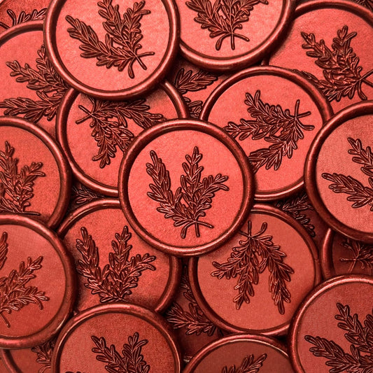 50Pcs Wax Seal Stickers Handmade Envelope Seals Self Adhesive Wax Stickers for Wedding Party Invitations, Envelope, Gift Wrap, Christmas(Rosemary Style, Red)