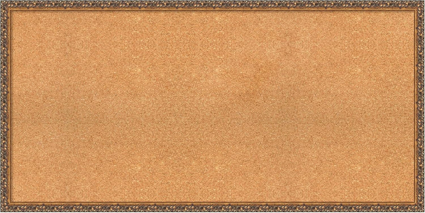Amanti Art Natural Cork Board for Wall, 24x48 Vision Board with Bronze Frame, Oversize Corkboard Office Decor for Home Organization, Traditional Corkboard Pinboard to Display Items for Home