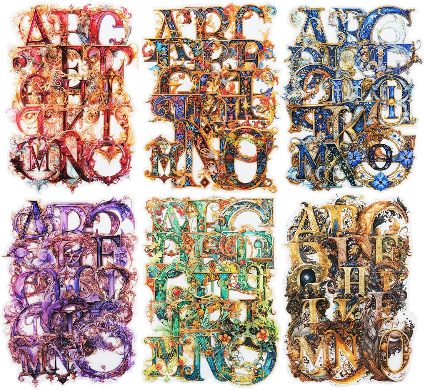 Baroque Alphabet Scrapbook Stickers Set, 156PCS Letters Ephemera for Scrapbooking, Junk Journaling, Crafting, DIY Projects, Diaries, and Art Supplies