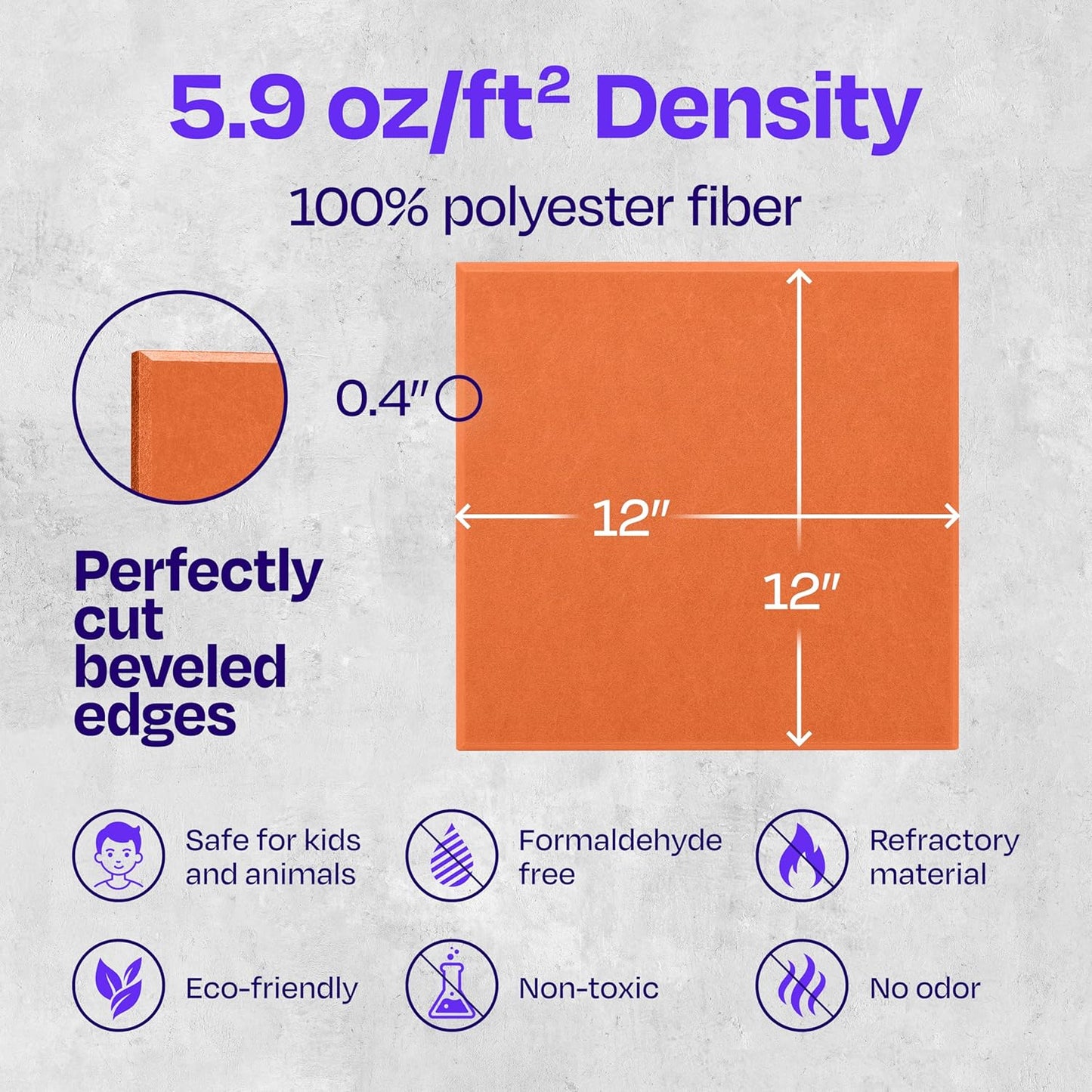 Acoustic Panels 12-Pack Soundproof Wall Panels 12"X12"X0.4" Sound Panels High Density Sound Dampening Panels - [Poppy Orange Square]