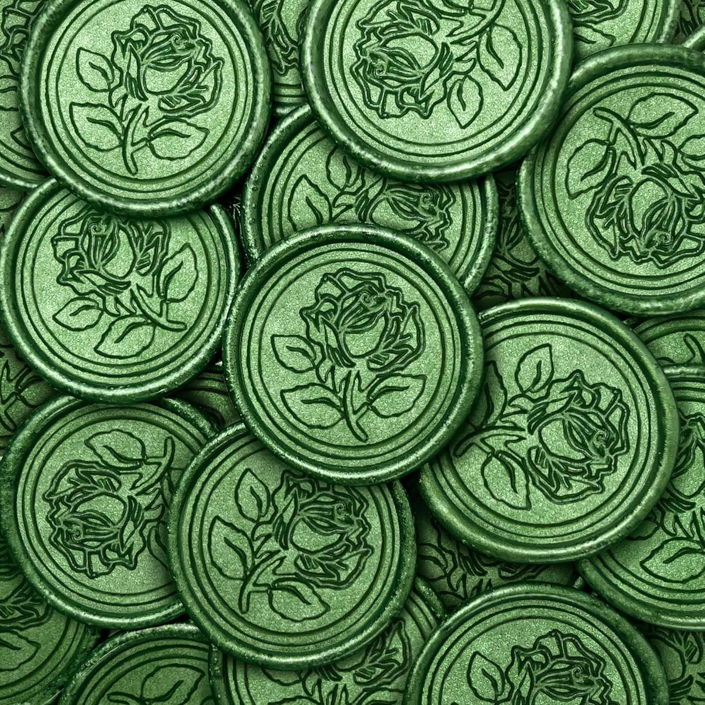 25Pcs Wax Seal Stickers Handmade Envelope Seals Self Adhesive Wax Stickers for Wedding Party Invitations, Envelope, Gift Wrap, Christmas(Rose Style, Green)