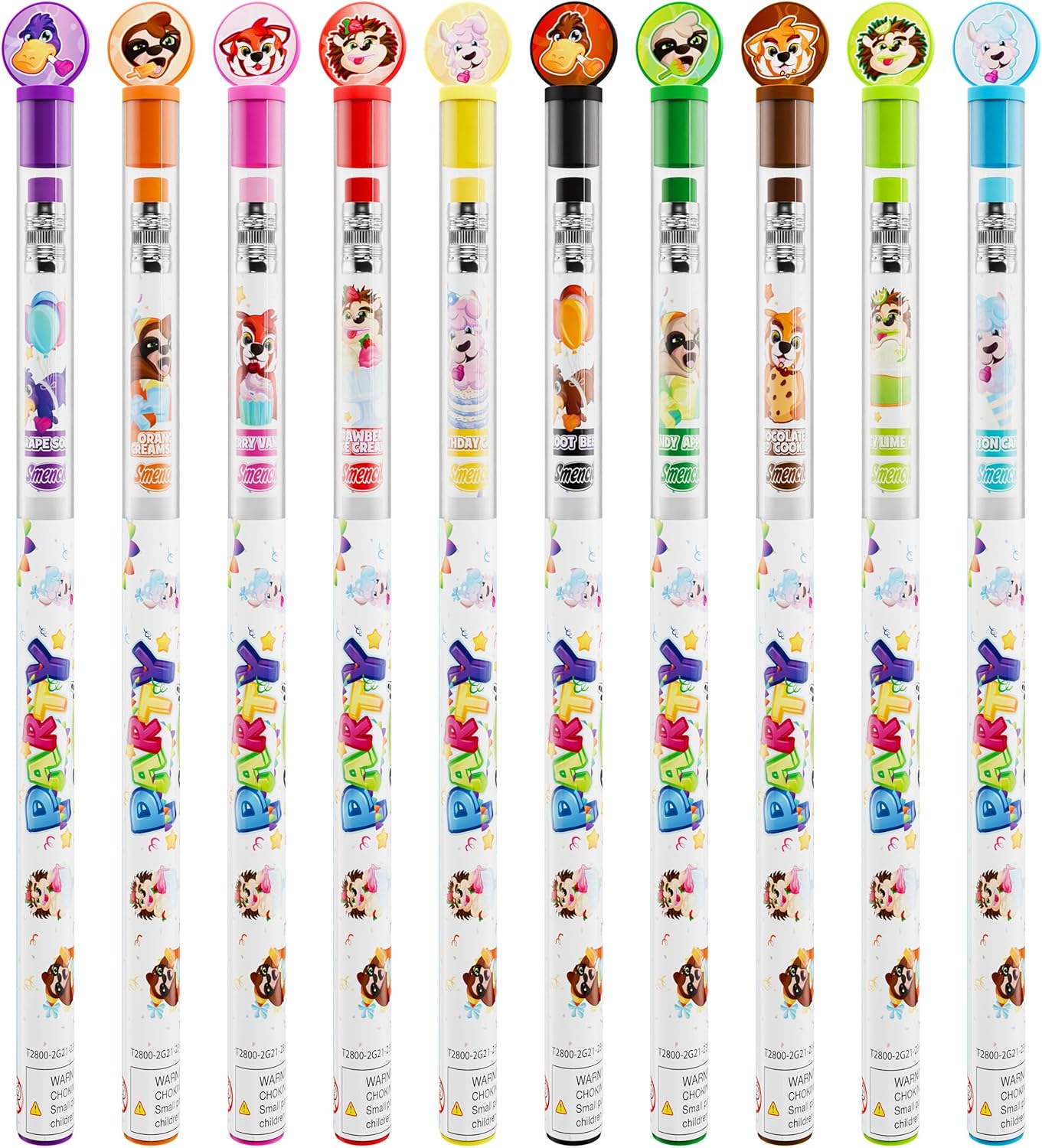 Party Smencils - Patented Gourmet Scented Graphite HB #2 Pencils made from Recycled Newspapers, 10 Count, Gifts for Kids, School Supplies