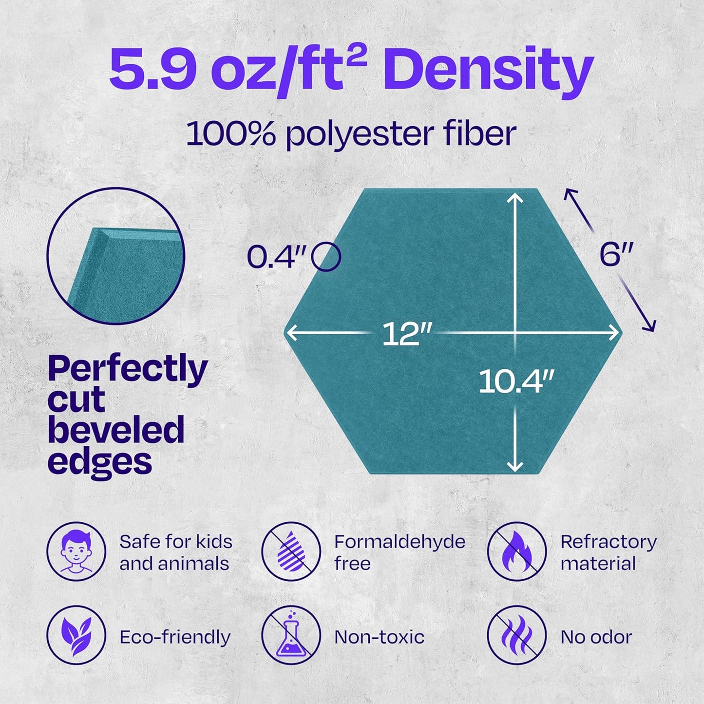 Acoustic Panels 12-Pack Soundproof Wall Panels 12"X10.4"X0.4" Sound Panels High Density Sound Dampening Panels - [Light Turquoise Hexagon]