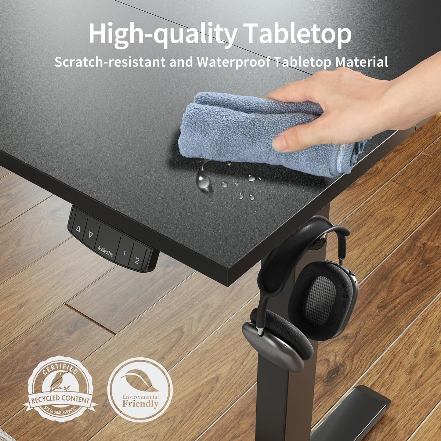 Agilestic Electric Standing Desk 40 x 24 Inches, Height Adjustable Desk, Sit Stand up for Work Office Home, Ergonomic Rising Gaming Computer Table with Memory Preset, Black