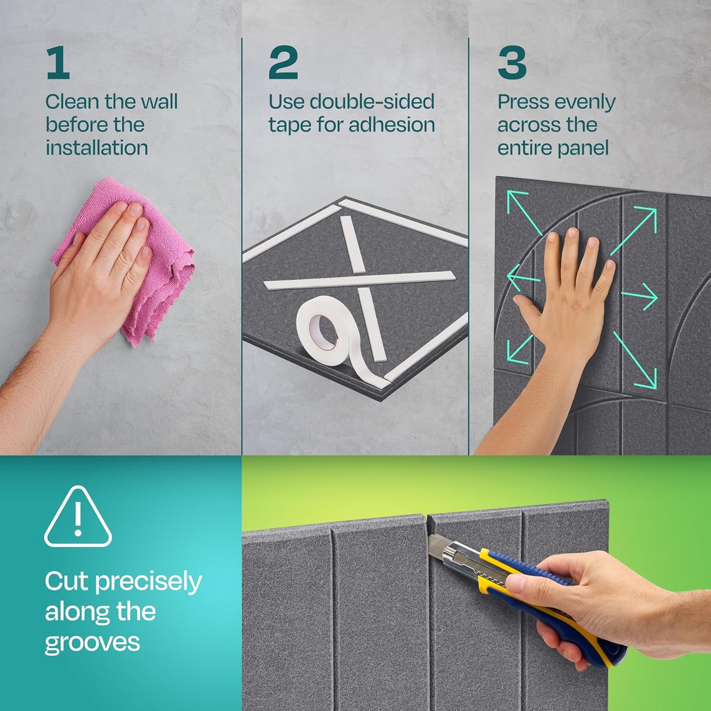 Acoustic Panels 12-Pack Soundproof Wall Panels 12"x12"x0.4" Decorative Sound Dampening for your Home, Office, Studio, Bedroom & More with Unique ModuArc Carving [Pebble Gray]