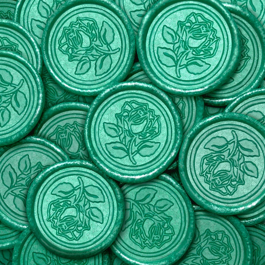 25Pcs Wax Seal Stickers Handmade Envelope Seals Self Adhesive Wax Stickers for Wedding Party Invitations, Envelope, Gift Wrap, Christmas(Rose Style, Cyan)