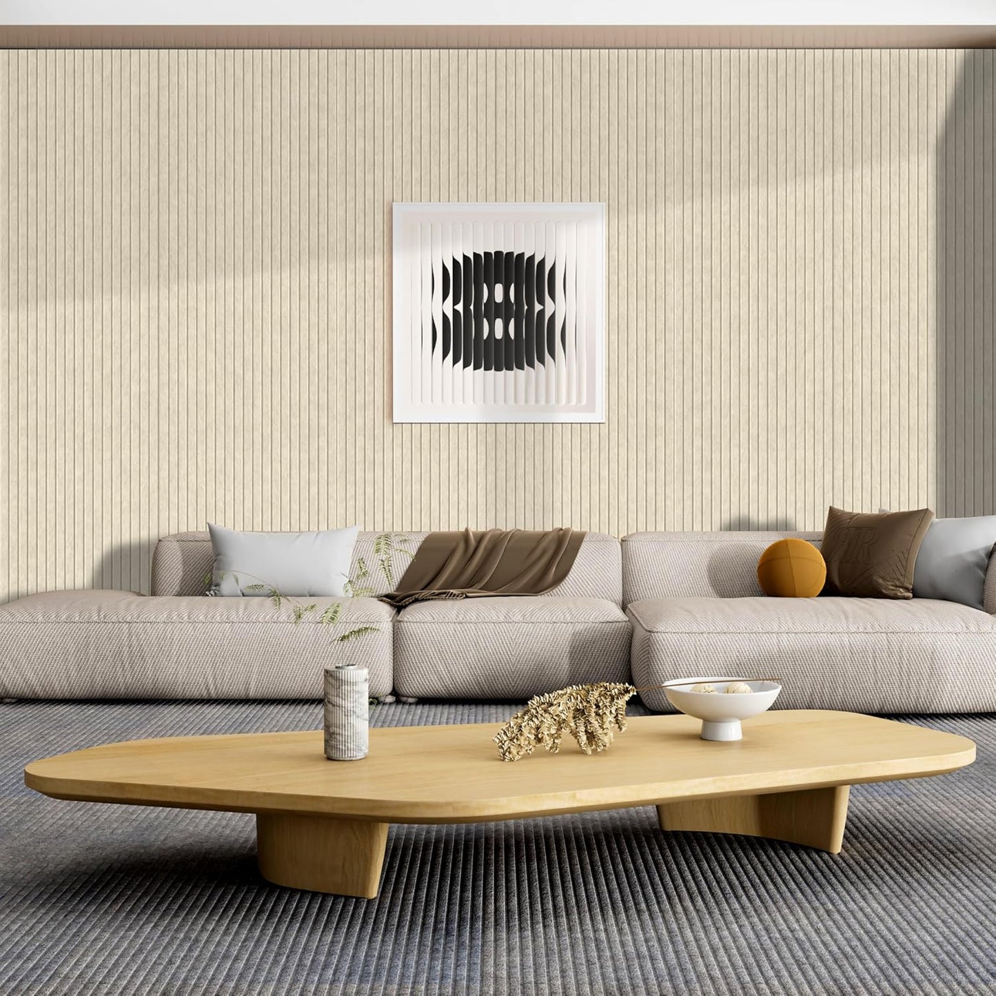 5 Pack Acoustic Panels, 48 x 24x 0.4 Inch Sound Proof Panels for Walls, Premium Wall Sound Absorbing Panels, Decorative Sound Dampening Panels for Media Room, Office and Studio,Camel