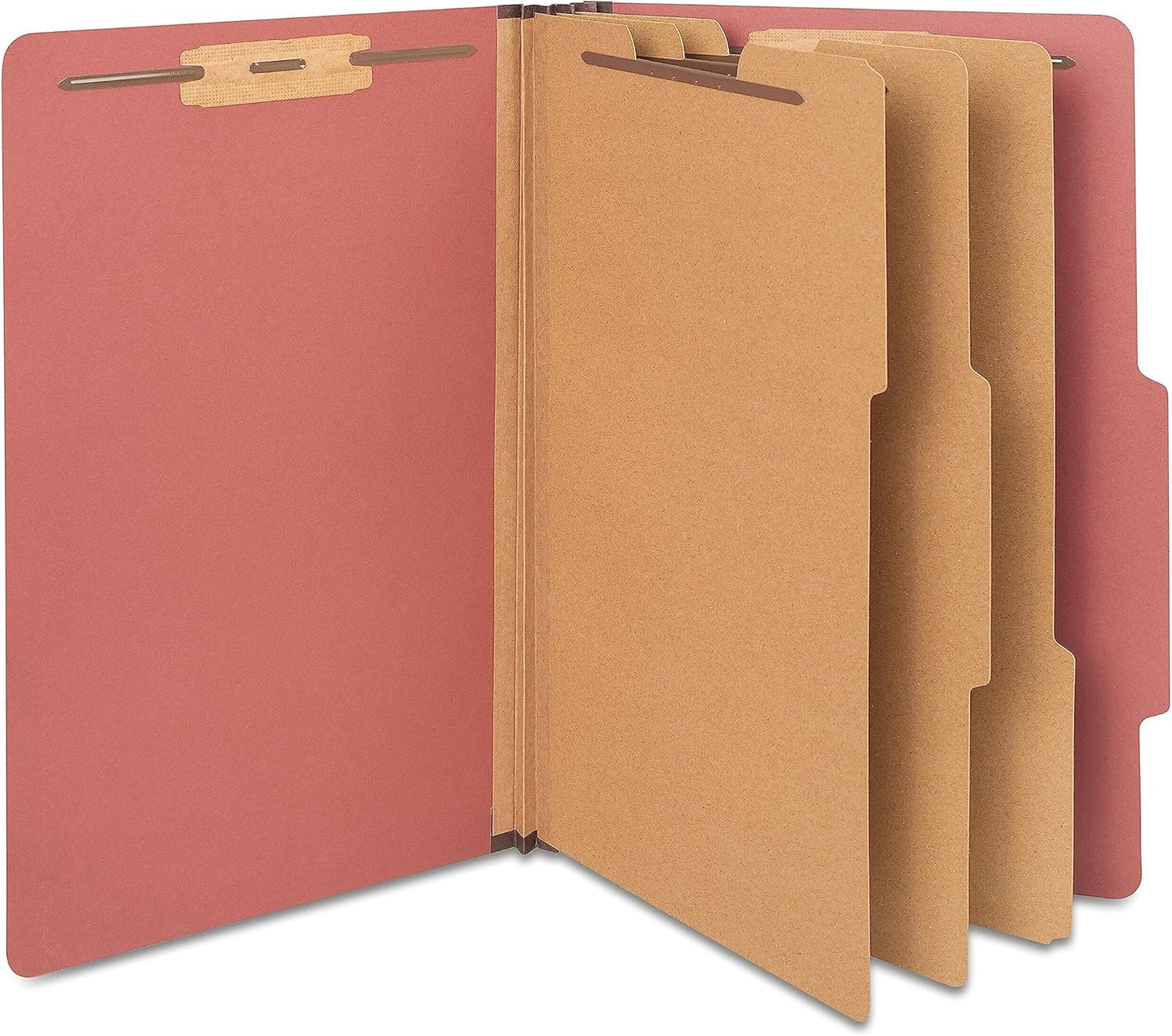 Staples Pressboard Classification Folder, 3-Dividers, 3.5-inch Expansion, Legal Size, Brick Red, 40/Carton (ST614419/6144VS)