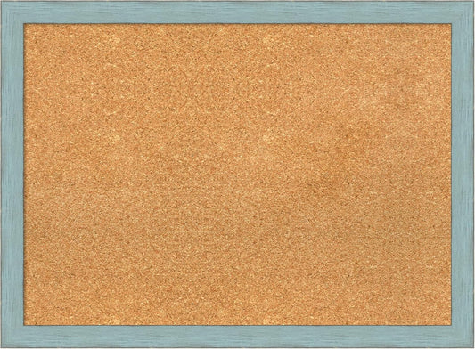 Amanti Art Natural Cork Board for Wall, 22x30 Vision Board with Blue Wood Frame, Medium Corkboard Office Decor for Home Organization, Rustic Farmhouse Corkboard Pinboard to display items for home