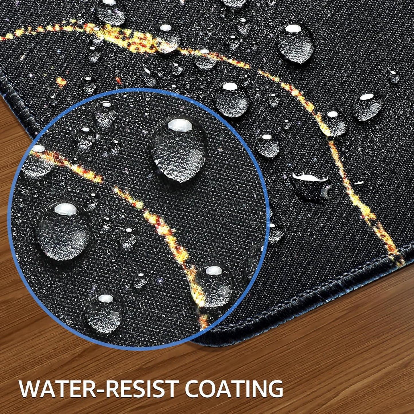 KTRIO Large Gaming Mouse Pad with Stitched Edges, Extended Mousepad with Superior Micro-Weave Cloth, Non-Slip Base, Water Resist Keyboard Pad for Gamer, Office & Home, 31.5x15.7in, Black Gold