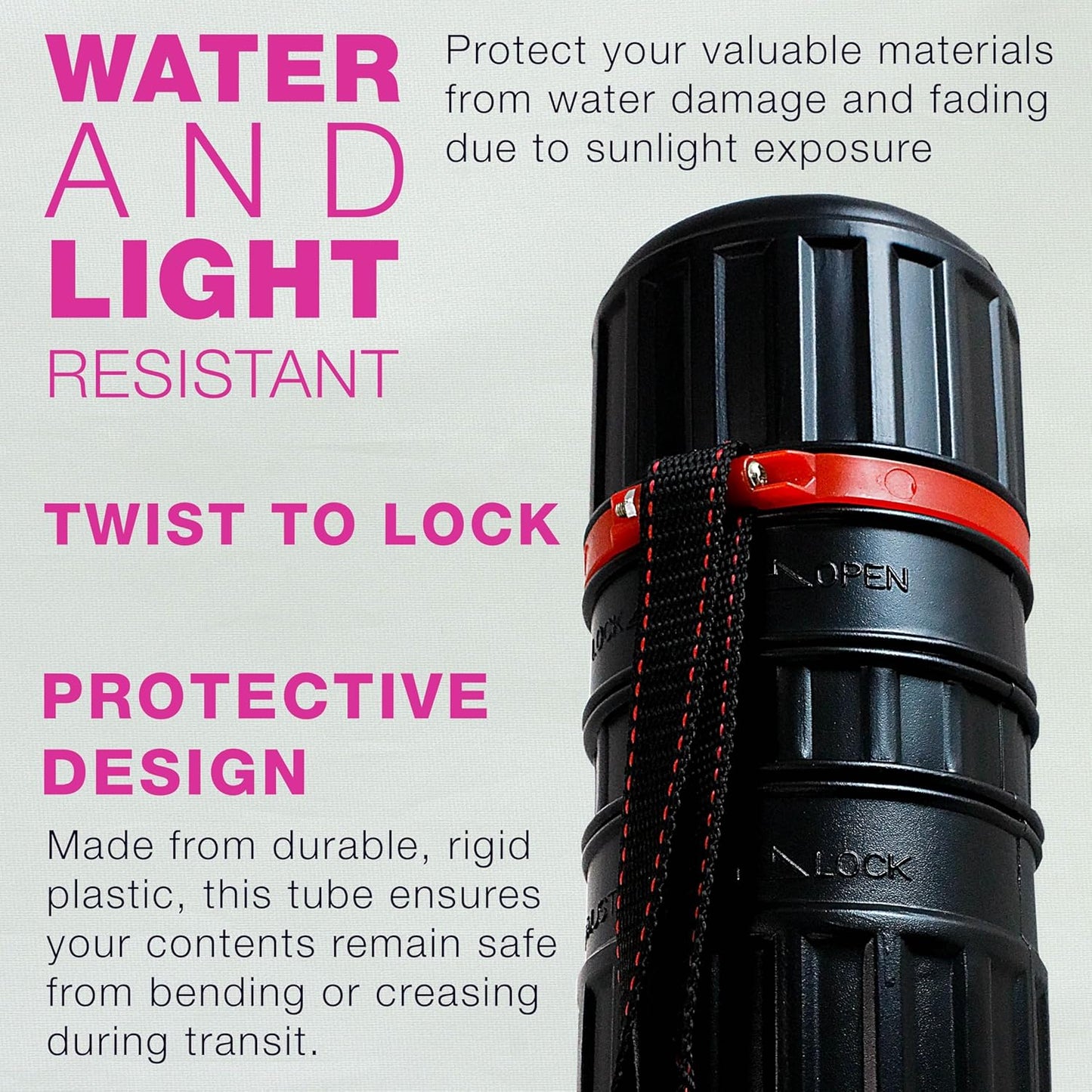 U.S. Art Supply Black Telescoping Drafting Tube (Pack of 2) - 3-1/4" Outside/2-7/8" Inside Diameter, Expands 25" to 42-1/2", Durable Protection with Shoulder Strap - Ideal for Posters, Blueprints, Art