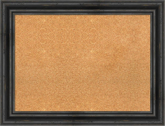 Amanti Art Natural Cork Board for Wall, 25x33 Vision Board with Black Wood Frame, Medium Corkboard Office Decor for Home Organization, Rustic Farmhouse Corkboard Pinboard to display items for home