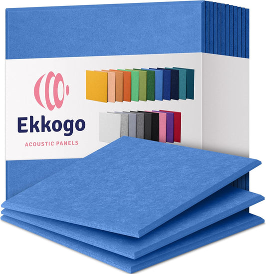 Acoustic Panels 12-Pack - 12"X12"X0.4" Sound Panels - High Density Sound Dampening - Grand Blue Square