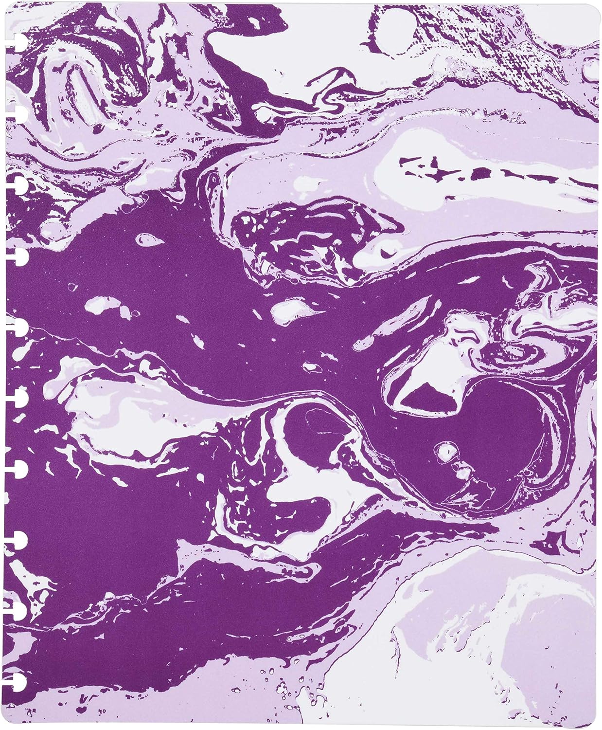 Talia Discbound Notebooks, Planner, Customizable, (Purple Marble Flow w/Strong Purple Discs, Midsize (7.5in x 9.75in))