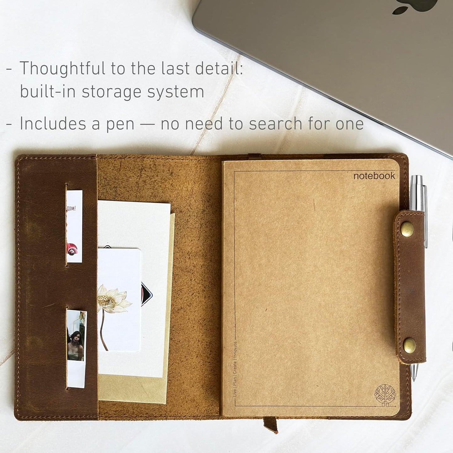 Albero Genuine Leather Journal – A5 Refillable Premium Writing NoteBook, 5x8 Cover, 360 Pages (100 GSM), Professional Organizer for Men and Women, Lined Daily Journal, Handmade Leather Note book