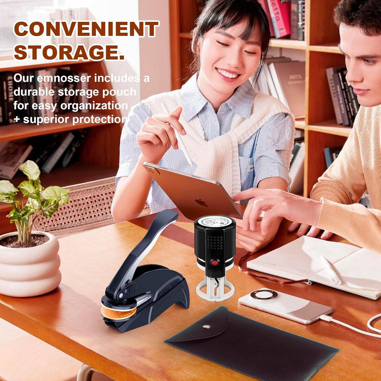 Custom Book Embosser | Personalized Book Stamp | Self Ink Rubber Stamp from The Library of | Customizable Embosser (Magic Circle 10)