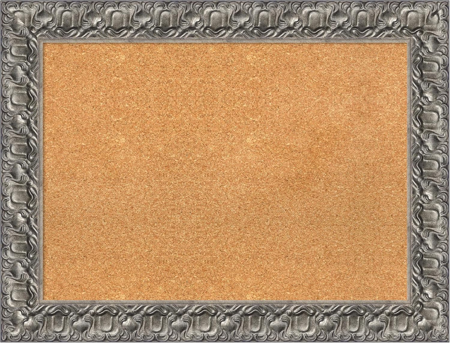 Amanti Art Natural Cork Board for Wall, 26x34 Vision Board with Silver Wood Frame, Medium Corkboard Office Decor for Home Organization, Traditional Corkboard Pinboard to display items for home