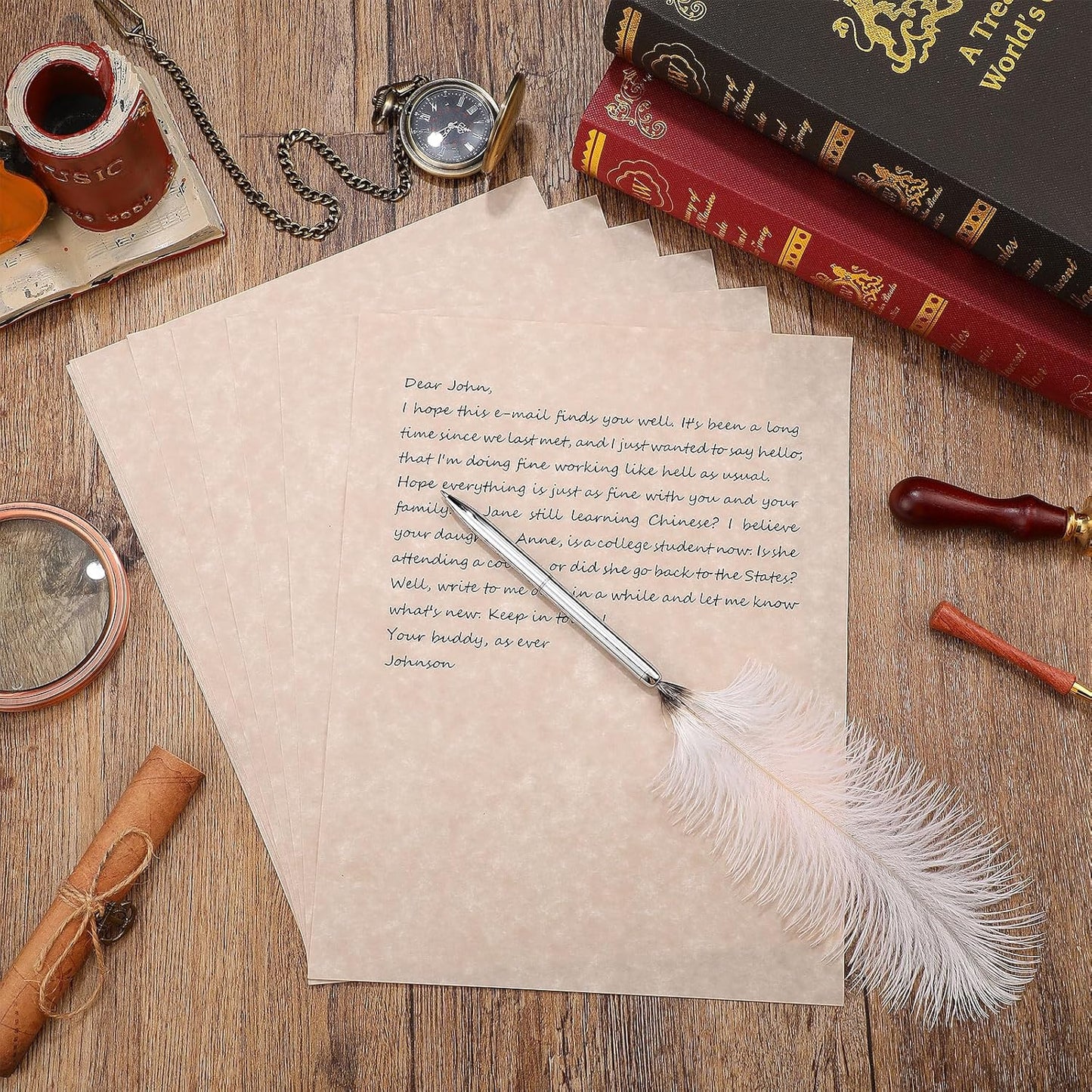 Epakh 150 Pcs Old Age Parchment Paper 8.5 x 11 Inch Standard Letter Vintage Colored Old Parchment Semblance Double Side Printing Paper (Dark Beige)