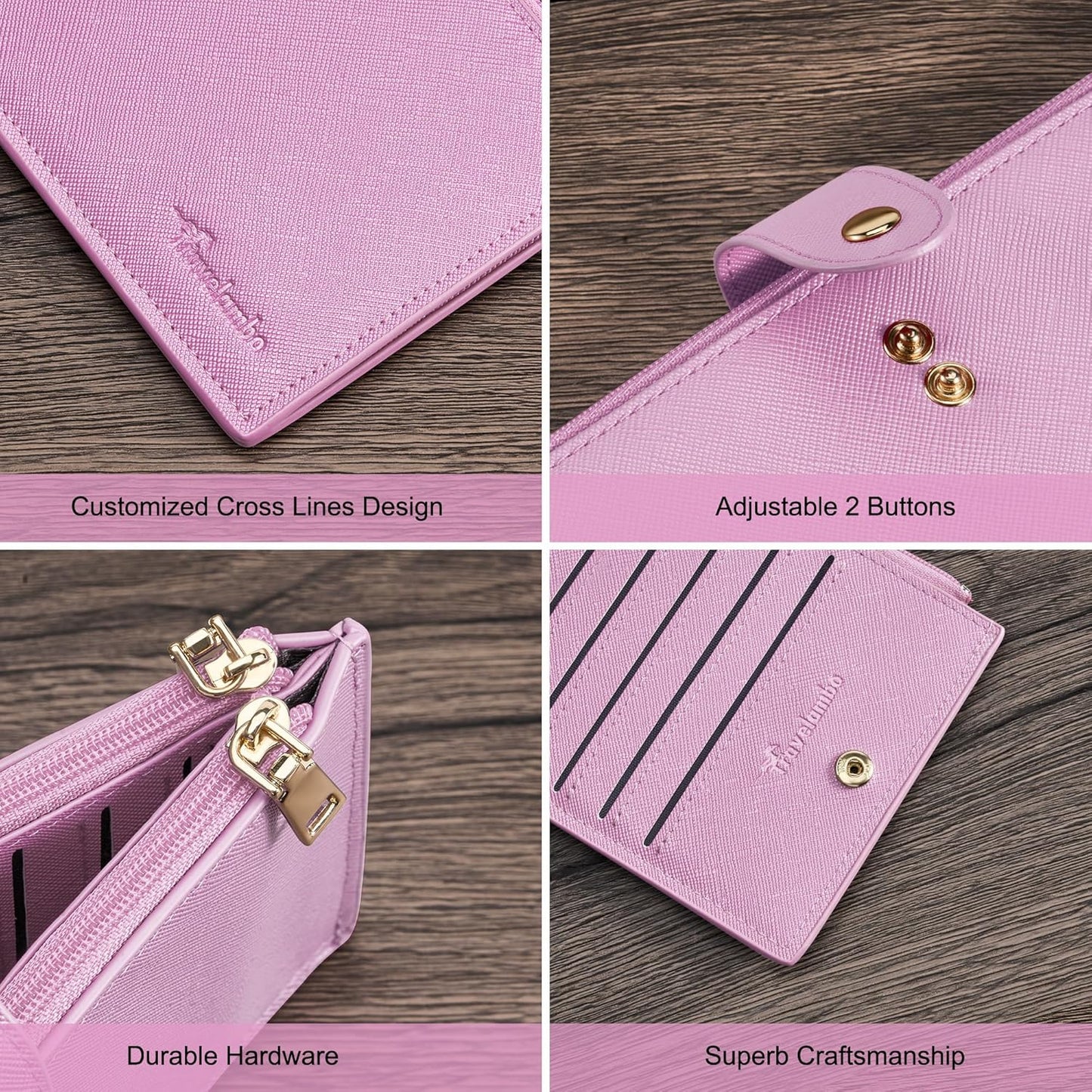 Travelambo RFID Wallet Women Large Size Bifold Multi Card Wallet Case with Zipper Pocke Credit Card Holder for Women