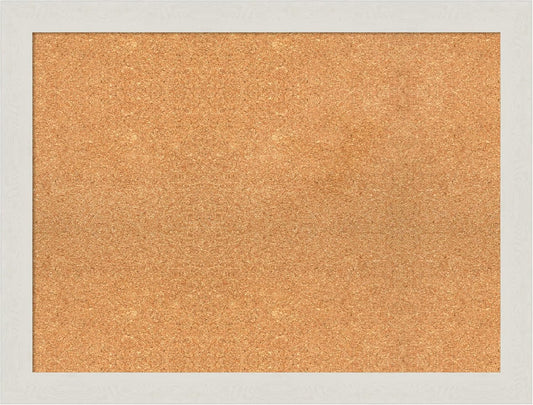 Amanti Art Natural Cork Board for Wall, 25x33 Vision Board with White Frame, Large Corkboard Office Decor for Home Organization, Country Rustic Corkboard Pinboard to Display Items for Home