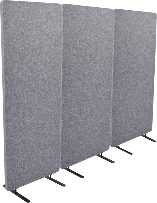 ReFocus™ Raw Freestanding Acoustic Room Divider 3 Pack – Reduce Noise and Visual Distractions with This Lightweight Room Separator (Castle Gray, 24" X 62")