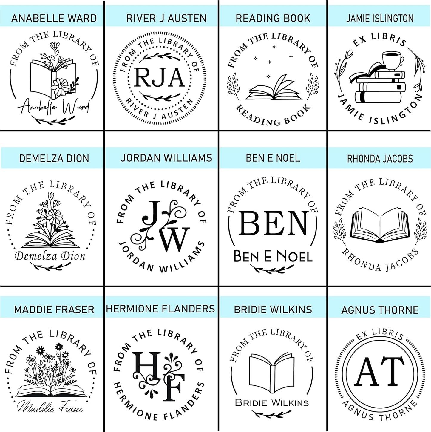 Custom Book Embosser, Personalized Gift from the library of, ex libris, this book belongs to Flowers coming out of book