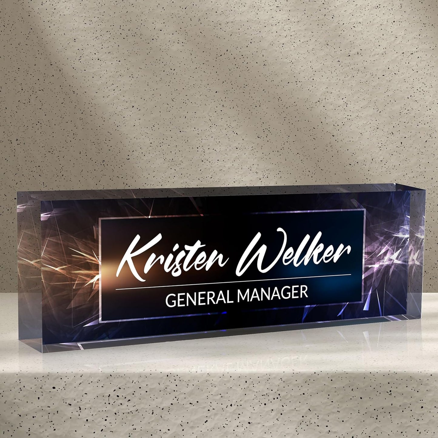 Office Desk Name Plate Personalized, Custom Name Plates for Desks, Name Plate Personalized for Office, Employee Appreciation Gifts (Sparkle)