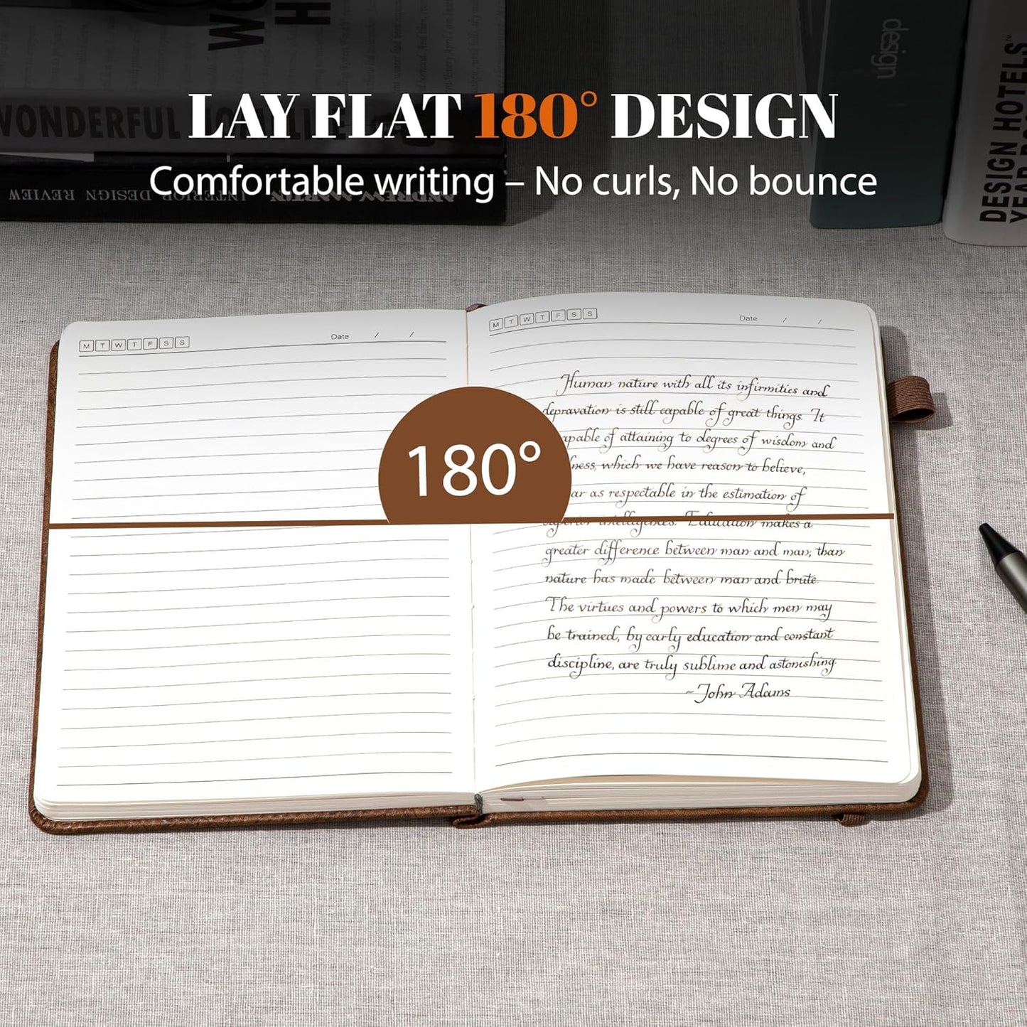 CAGIE Lined Journal for Men Women, Tree Growth Ring Leather Bound Journal Notebook, 256 Pages 100 GSM Journals for Writing, A5 Hardcover Journaling Notebooks,2 Pack (Brown & Khaki)