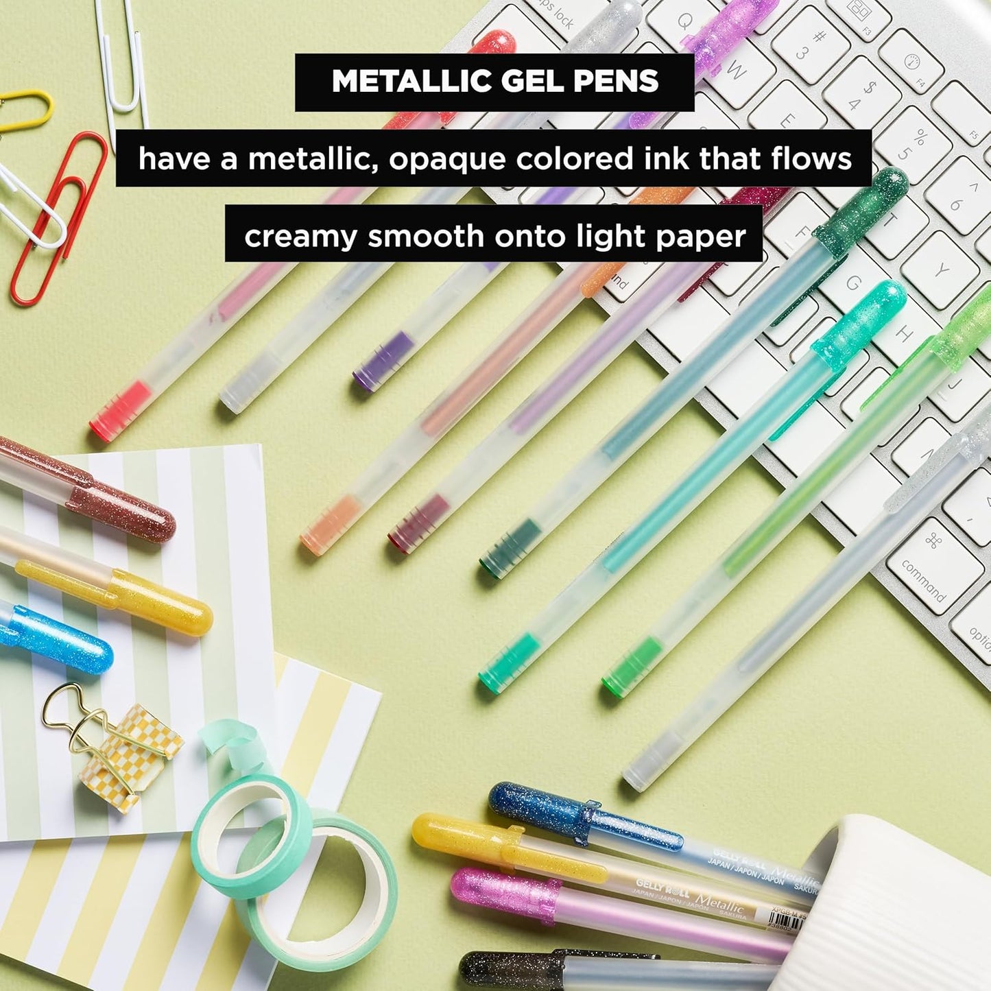 SAKURA Gelly Roll Metallic Gel Pens - Pens for Scrapbook, Journals or Drawing - Art Gifts, DIY Projects - Colored Metallic Ink - Medium Line - 10 Pack