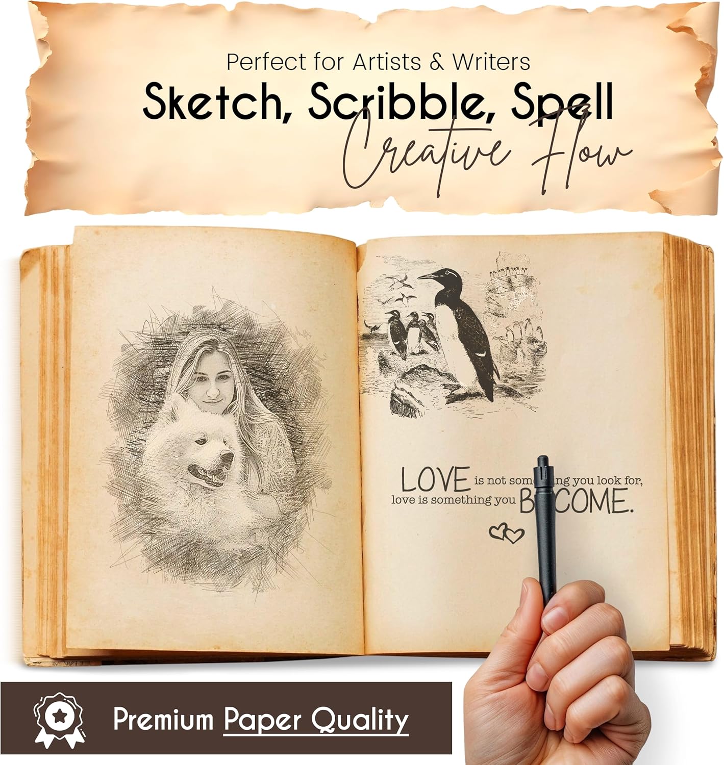 Vintage Brown Leather Notebook Journal with Clasp Lock – 200 Antique Deckle Edge Pages, 6"X4" Handmade Rustic Leather Notebook, Drawing, Sketchbook, and Travel Journal – Gift for Men & Women