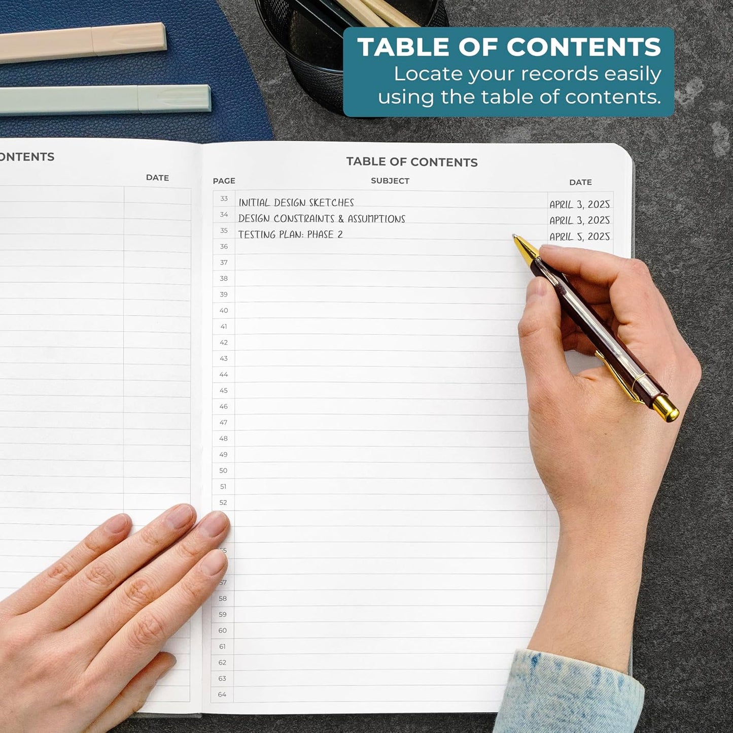 Clever Fox Engineering Notebook – Hardcover Grid Notebook with Numbered Pages, Table of Contents – Patent, Lab & Invention Journal for Engineers & STEM (Gray)