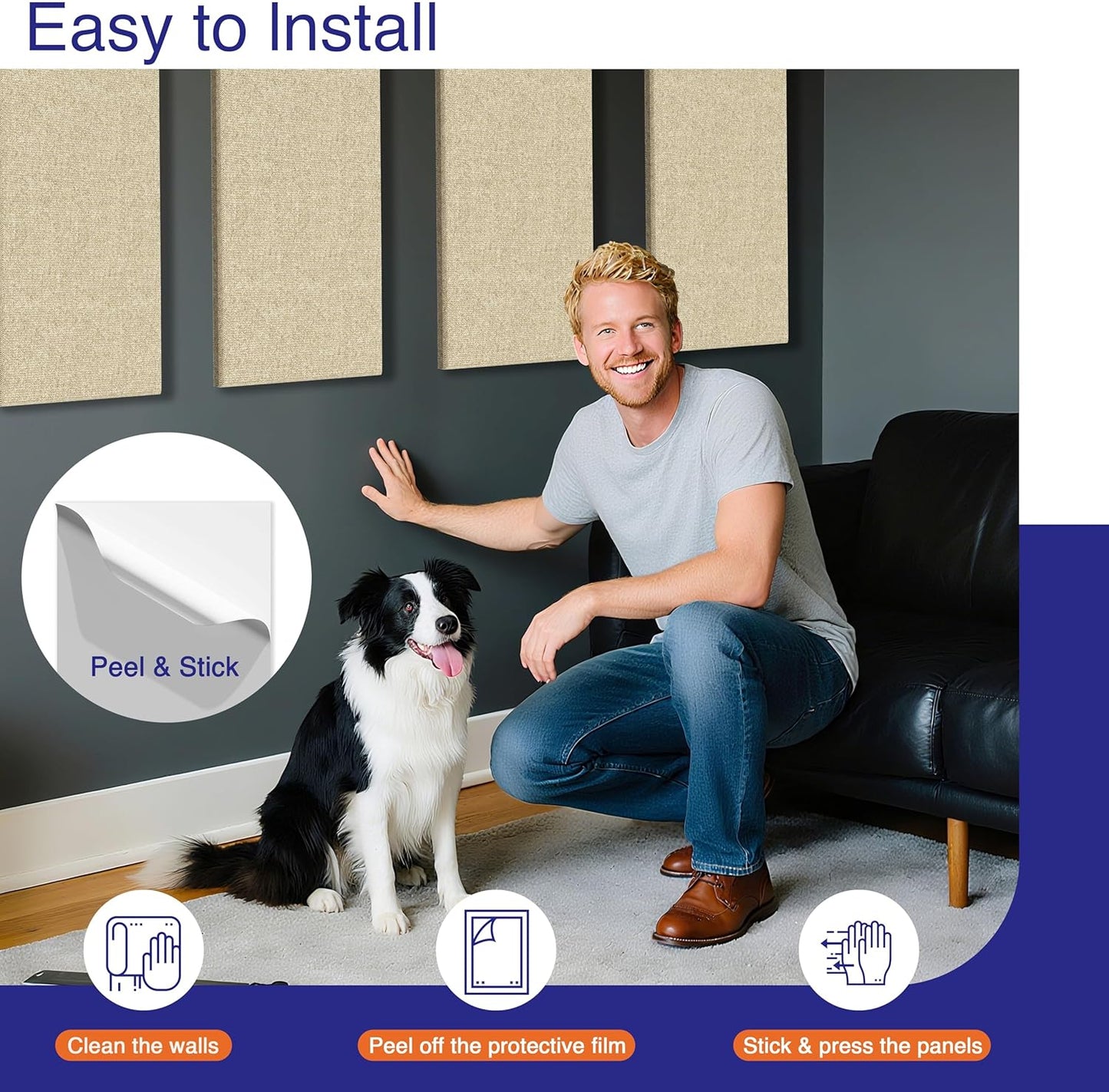 4PCS Acoustic Panels, 24"x12" Acoustic Panels for Walls, Self-Adhesive Sound Absorbing Panels for Home, Office, Studios (Khaki Beige)