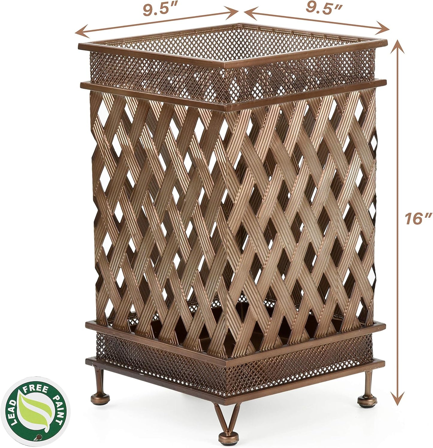 Dualplex Super Quality Umbrella Stand, Umbrella Holder, Antique Look Metal, Entry Hallway Décor, w/Removable Drip Tray. Home, Office Decoration Rack Holds Umbrellas Canes Walking Sticks (Square)