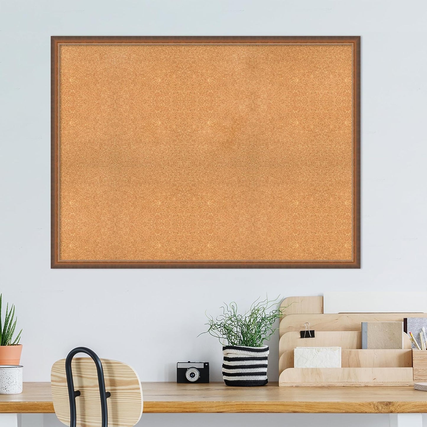 Amanti Art Natural Cork Board for Wall, 36x48 Vision Board with Bronze Frame, Oversize Corkboard Office Decor for Home Organization, Modern Corkboard Pinboard to Display Items for Home Organization